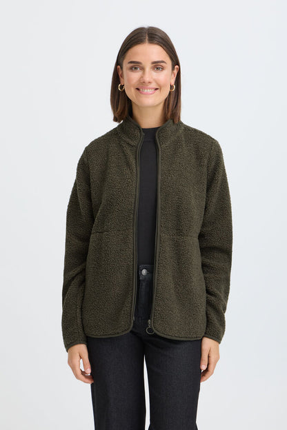 20618524 TEDDY FLEECE ZIP UP SOFT JACKET Green