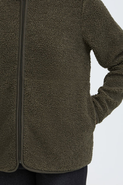 20618524 TEDDY FLEECE ZIP UP SOFT JACKET Green