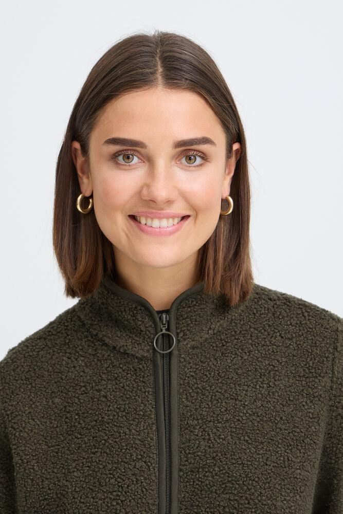 20618524 TEDDY FLEECE ZIP UP SOFT JACKET Green