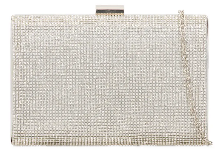 2099 Glittery Top Opening Clutch Bag Silver