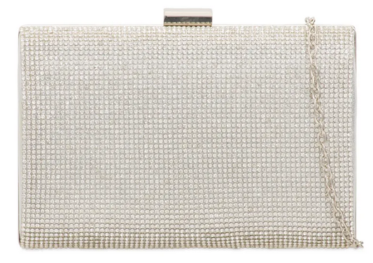2099 Glittery Top Opening Clutch Bag Silver