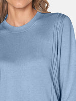 216683 Crew Neck Button Detail Jumper Lilac