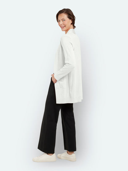 217157 Long Open Cardigan With Pocket Pink