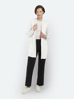 217157 Long Open Cardigan With Pocket Pink