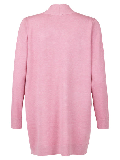 217157 Long Open Cardigan With Pocket Pink