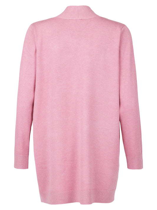 217157 Long Open Cardigan With Pocket Pink