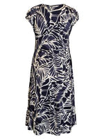 217267 Elastic Neck S/S Print Casual Dre Navy