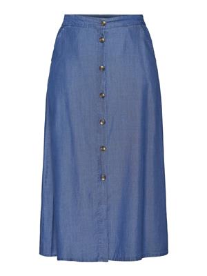 217353 Tensel A-Line Button Up Skirt Denim