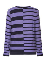 217652 Ribbed Striped O-Neck Jumper Purple