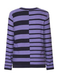 217652 Ribbed Striped O-Neck Jumper Purple