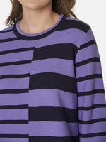 217652 Ribbed Striped O-Neck Jumper Purple