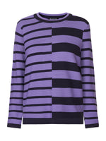 217652 Ribbed Striped O-Neck Jumper Purple