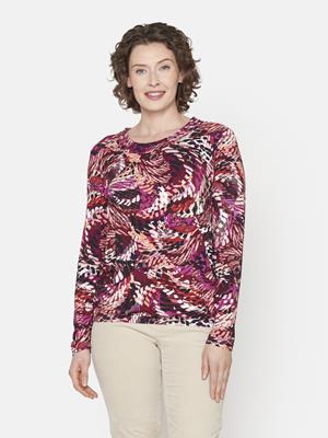 217829 Print L/S Oneck Top Pink