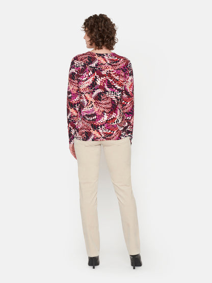 217829 Print L/S Oneck Top Pink