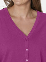 217904 V-Neck Button Basic Cardigan Lilac