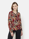 218176 V-Neck Print L/S Top Red/Black