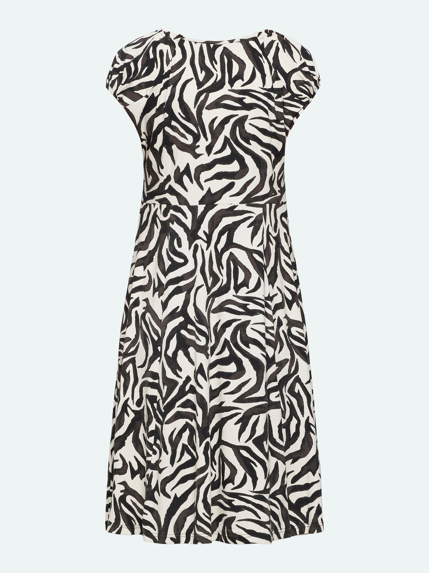 218705 Printed Scoop Neck S/S A-Line Dre Black/White