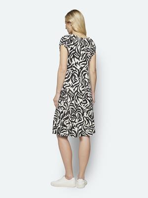 218705 Printed Scoop Neck S/S A-Line Dre Black/White