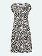 218705 Printed Scoop Neck S/S A-Line Dre Black/White