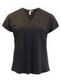 218984 V-Neck Cap Slve Basic Top Black