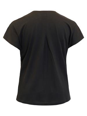 218984 V-Neck Cap Slve Basic Top Black