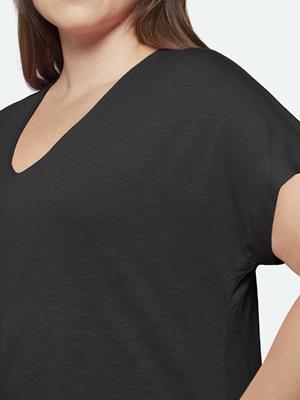 218984 V-Neck Cap Slve Basic Top Coral