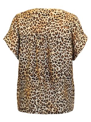 219061 Animal Print S/S Elastic Bottom T Brown