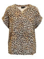 219061 Animal Print S/S Elastic Bottom T Brown