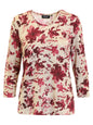 219138 Warm Feel Flower Print 3/4 Slve Beige/Pink