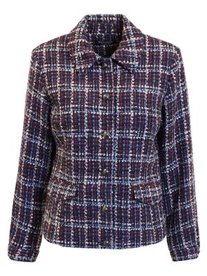 219241 Tweed Box Style Jacket Navy