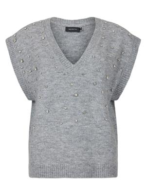 219292 Sleeveless Jumper With Diamonte Grey