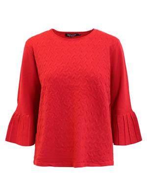 219515 3/4 Pleated Slve Design Jumper Red