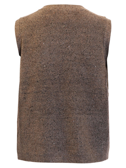 219598 Glittery Tie Front Waistcoat Black