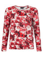 219625 Print L/S O-Neck Top Red