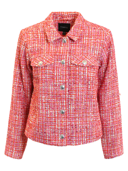 219948 Short Tweed Jkt Pink/Red