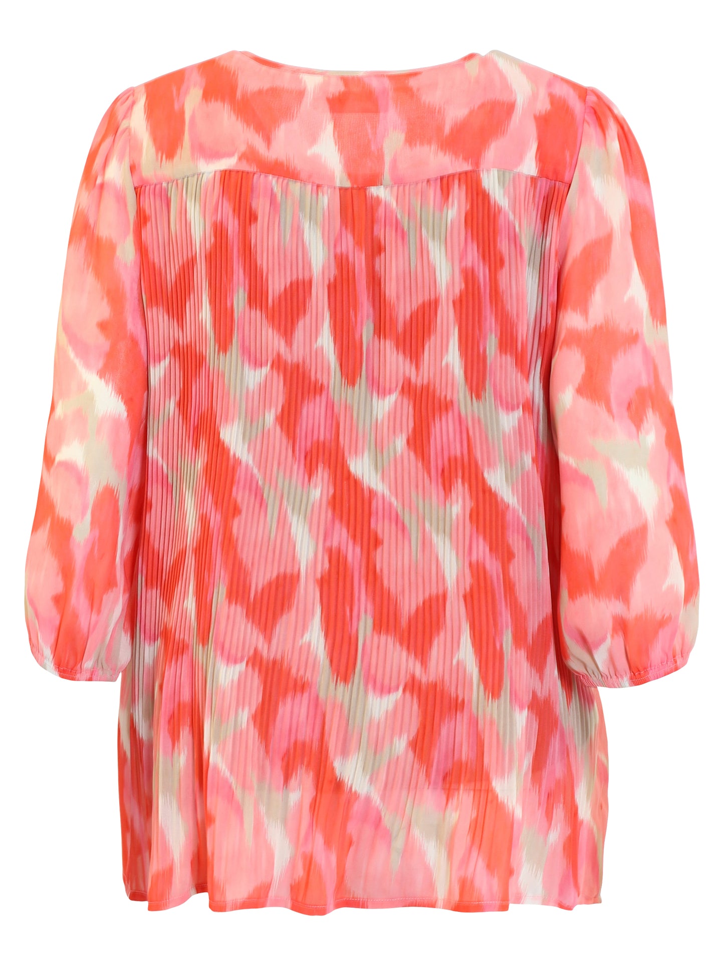 219973 Pleate Front Blouse Pink/Red