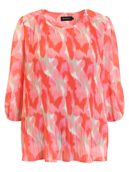 219973 Pleate Front Blouse Pink/Red
