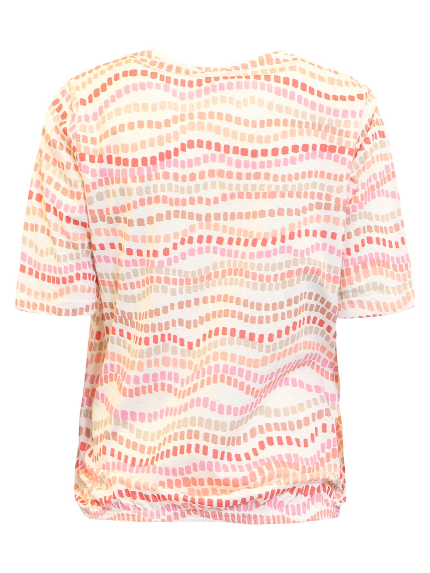 220258 O-NECK S/S DOT STRIPE PRINT TOP Pink