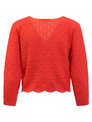 220609 Cotton Loose Knit Short Tie Front Cardigan Coral