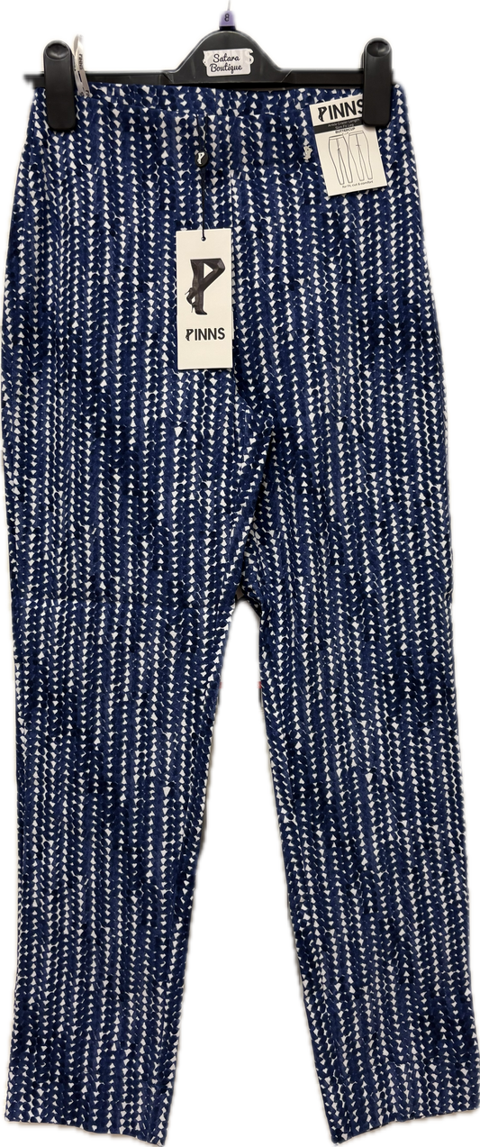302Ctss26 PRINTED ANKLE LENGTH BACK POCKET TROUSERS Blue/White