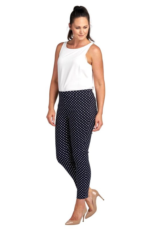 302Ctss26 PRINTED ANKLE LENGTH BACK POCKET TROUSERS Navy/White
