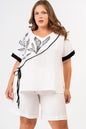 31288 Mock Wrap Tie Side Motif Shoulder Cobalt/White