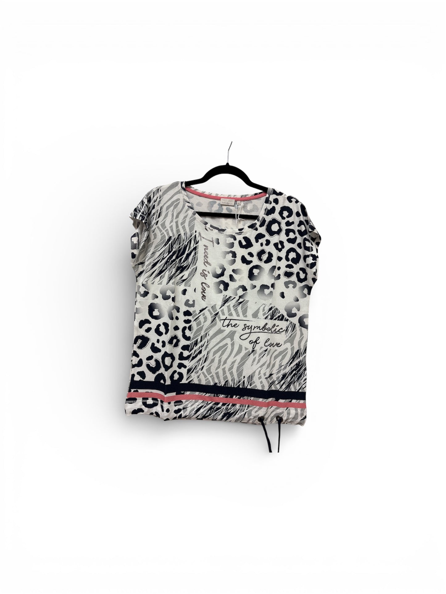 32911 Draw Bottom Anim Print S/S Top Navy/White