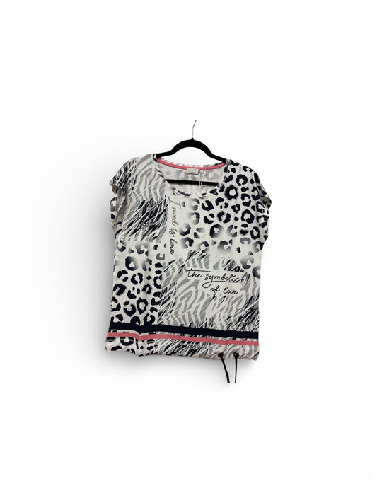 32911 Draw Bottom Anim Print S/S Top Navy/White