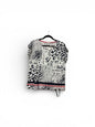 32911 Draw Bottom Anim Print S/S Top Navy/White