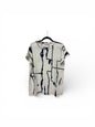 32917 S/S Bling Splash Print Top Navy/Cream
