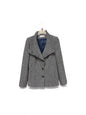 340-000 Tweed Funnel Neck Short Jacket Navy