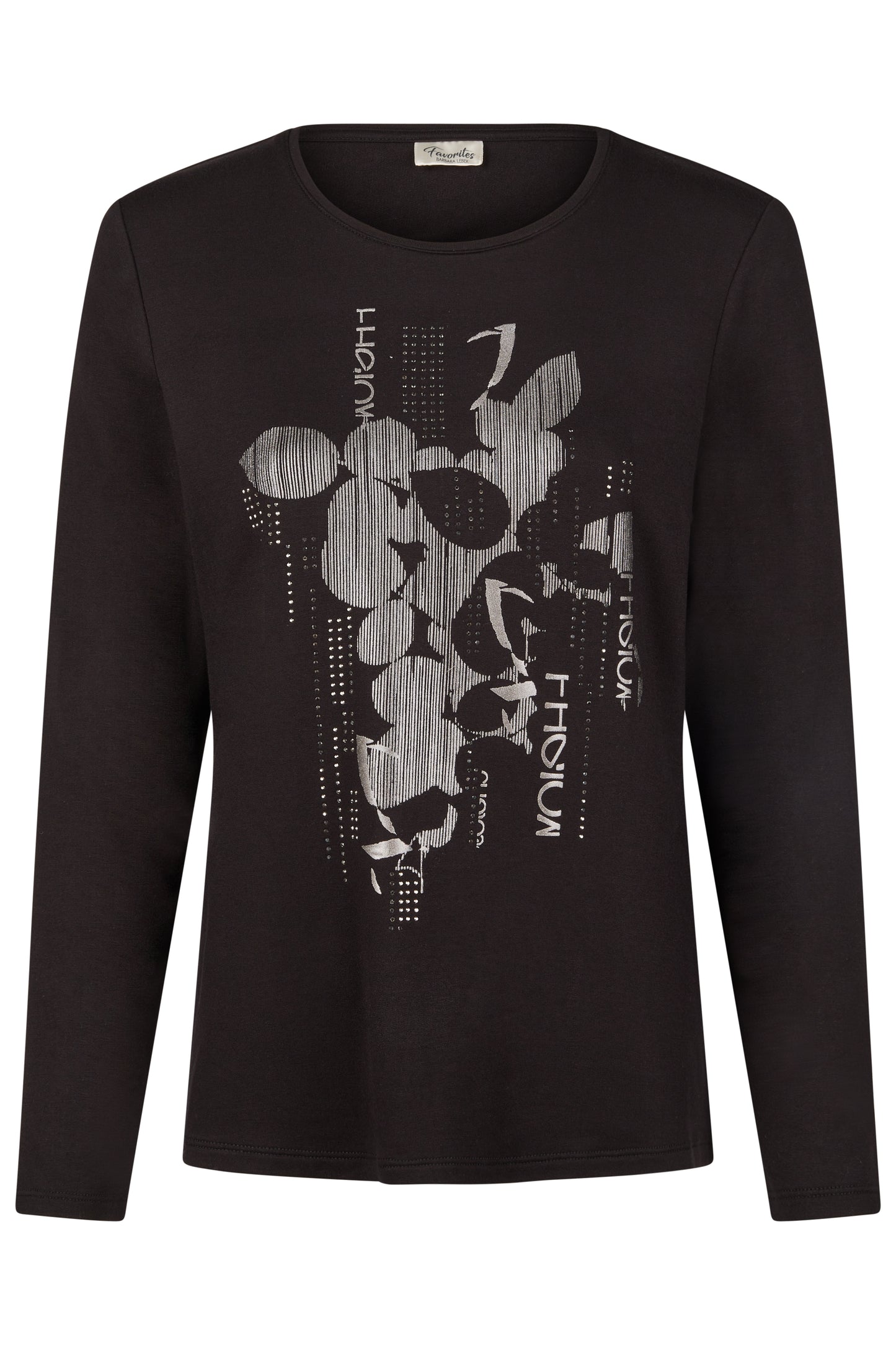 35660052 O Neck Long Sleeve Stud Detail Black