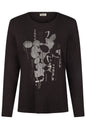 35660052 O Neck Long Sleeve Stud Detail Black