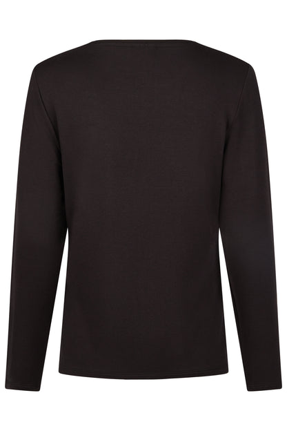 35660052 O Neck Long Sleeve Stud Detail Black